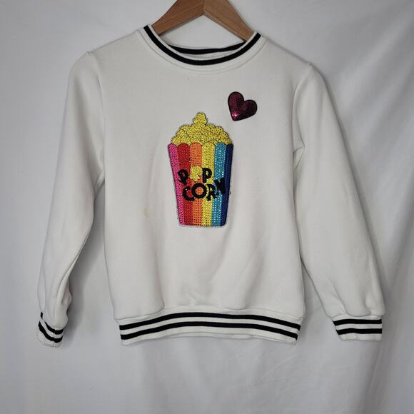 Lola and the Boys- Girls popcorn sweatshirt- white - size Large- READ - Picture 2 of 9